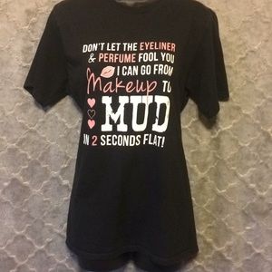 Makeup to Mud black and pink T-shirt